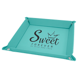 Teal Laserable Leatherette Snap Up Tray with Silver 9" x 9" Snaps