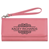 Pink 7 1/2" x 4" Laserable Leatherette Wallet with Strap
