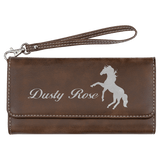 Rustic/Silver 7 1/2" x 4" Laserable Leatherette Wallet with Strap