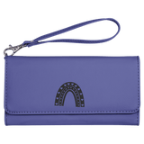 Purple 7 1/2" x 4" Laserable Leatherette Wallet with Strap