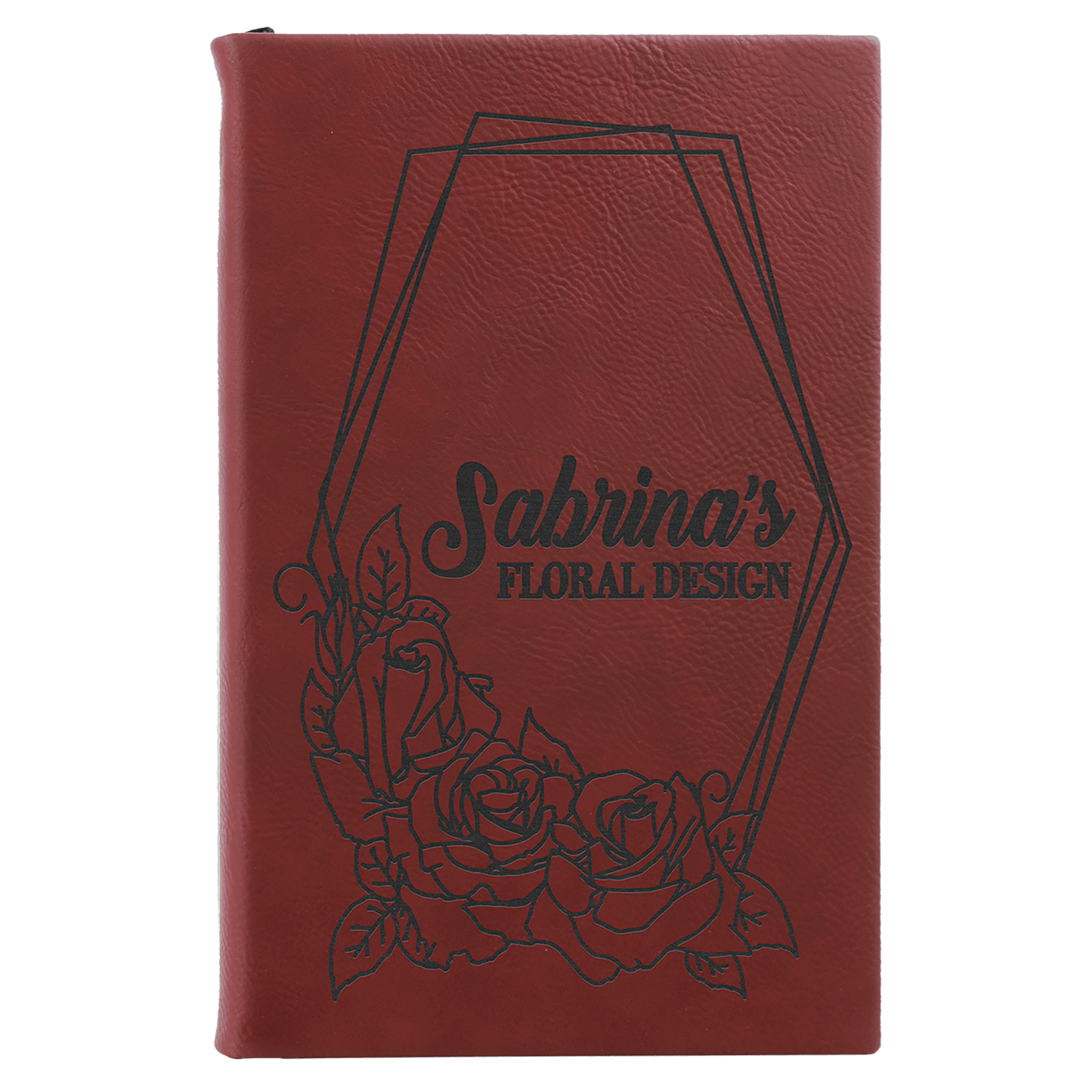 5 1/4" x 8 1/4" Rose Laserable Leatherette Sketch Book with Unlined Notepad