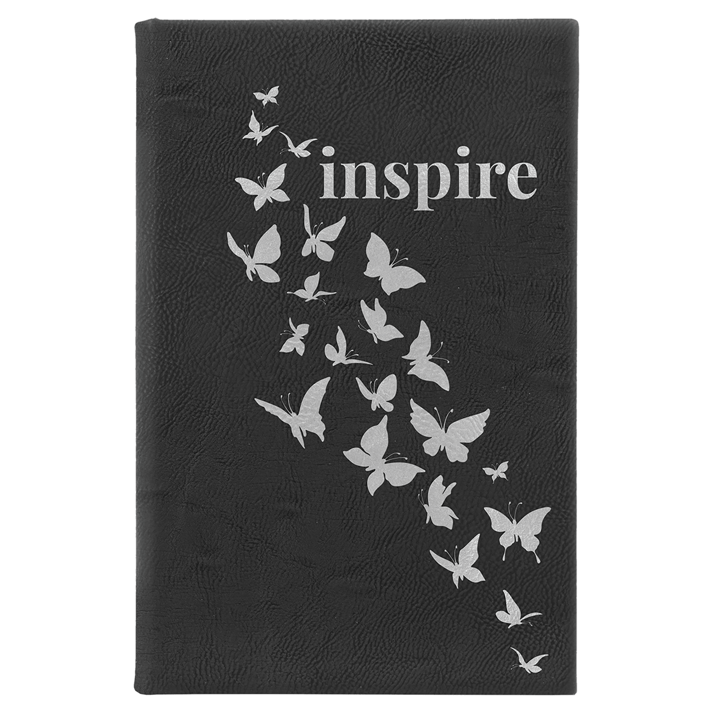 Black/Silver 5 1/4" x 8 1/4" Laserable Leatherette Sketch Book with Unlined Notepad
