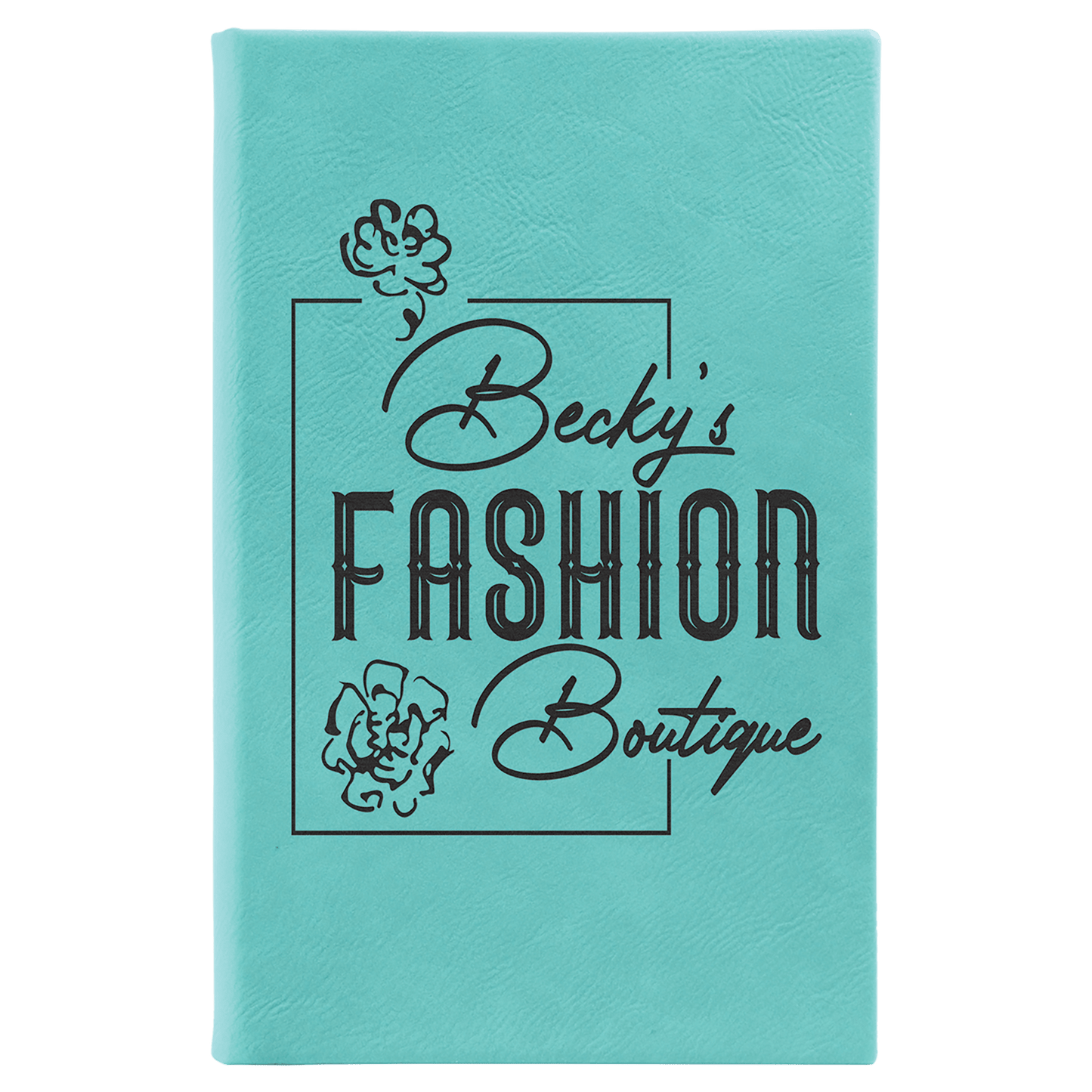 Teal 5 1/4" x 8 1/4" Laserable Leatherette Sketch Book with Unlined Notepad