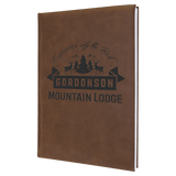 Dark Brown 7" x 9 3/4" Laserable Leatherette Journal with Lined Notepad