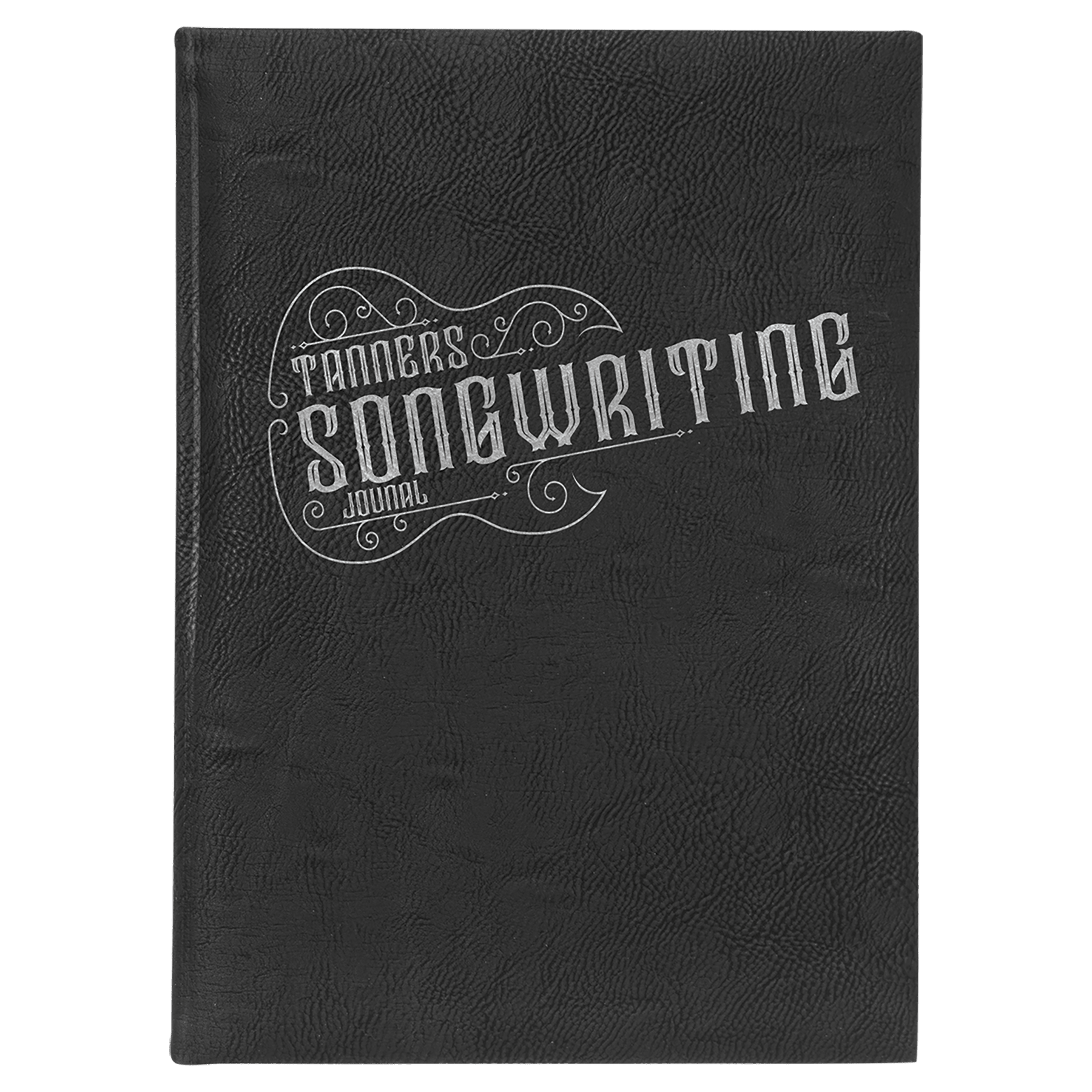 Black/Silver 7" x 9 3/4" Laserable Leatherette Journal with Lined Notepad