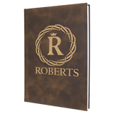 Rustic/Gold 7" x 9 3/4" Laserable Leatherette Journal with Lined Notepad