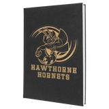 Black/Gold 7" x 9 3/4" Laserable Leatherette Sketch Book with Unlined Notepad