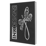 Black/Silver 7" x 9 3/4" Laserable Leatherette Sketch Book with Unlined Notepad