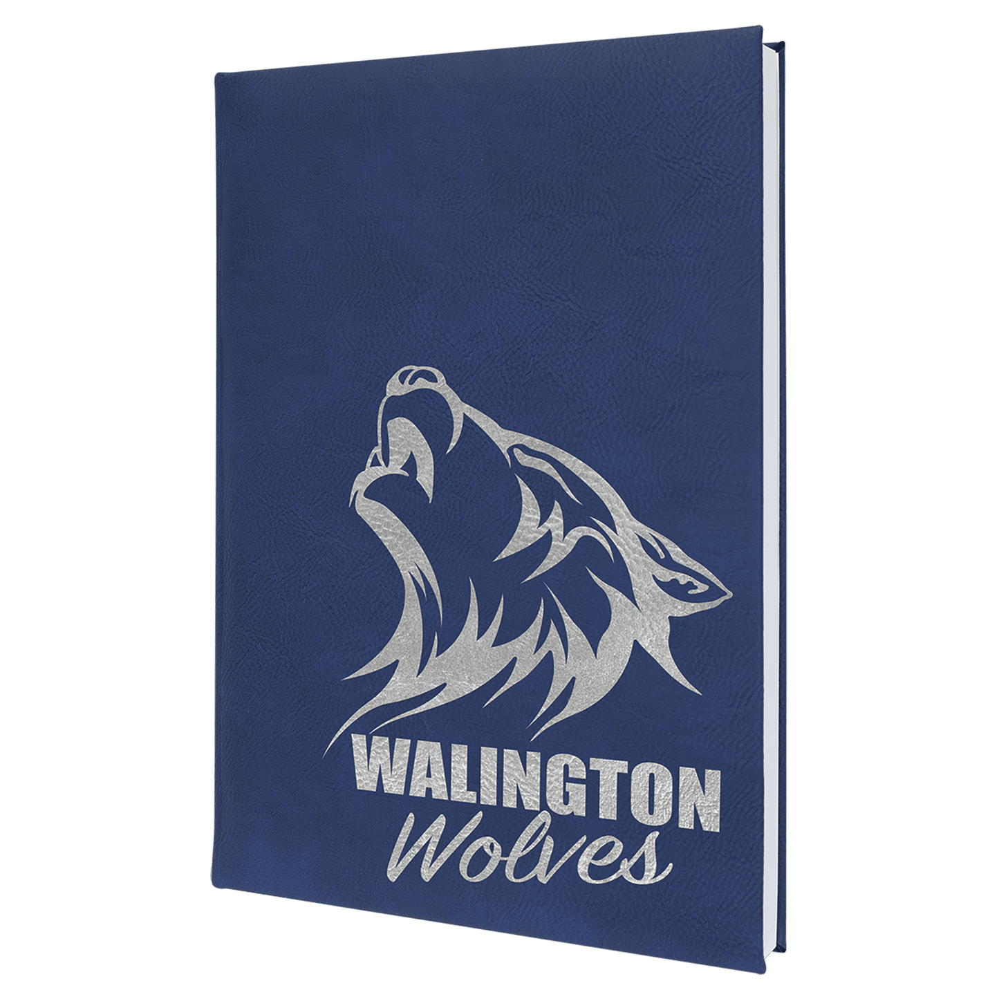 Blue/Silver 7" x 9 3/4" Laserable Leatherette Sketch Book with Unlined Notepad
