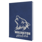 Blue/Silver 7" x 9 3/4" Laserable Leatherette Sketch Book with Unlined Notepad