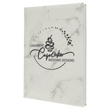 White Marble 7" x 9 3/4" Laserable Leatherette Sketch Book with Unlined Notepad