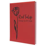 Red 7" x 9 3/4" Laserable Leatherette Sketch Book with Unlined Notepad