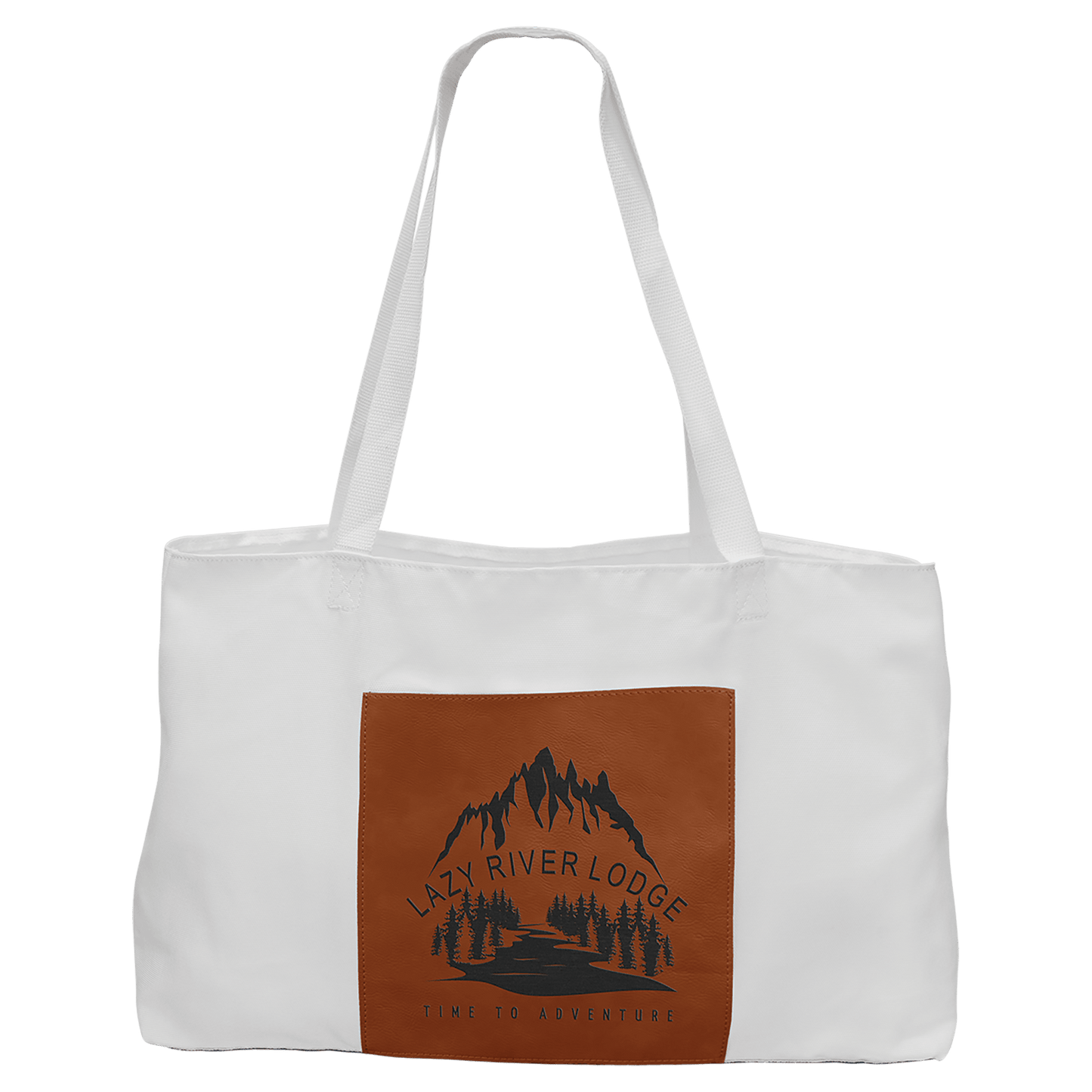 19" x 12" White Bag with 5" Rawhide Laserable Leatherette Gusset