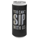 Black/Silver Laserable Leatherette Slim Beverage Holder