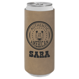Light Brown Laserable Leatherette Slim Beverage Holder