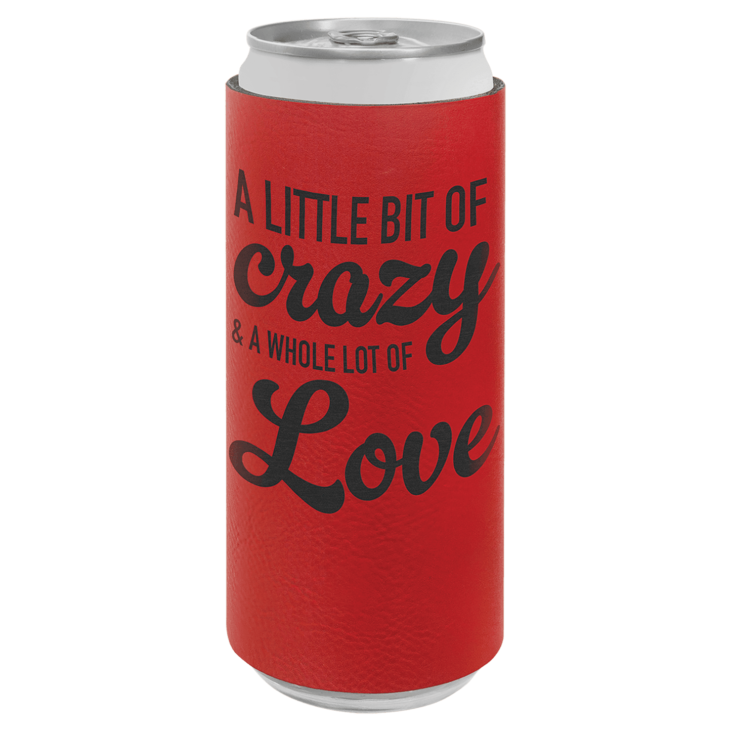 Red 2 Laserable Leatherette Slim Beverage Holder