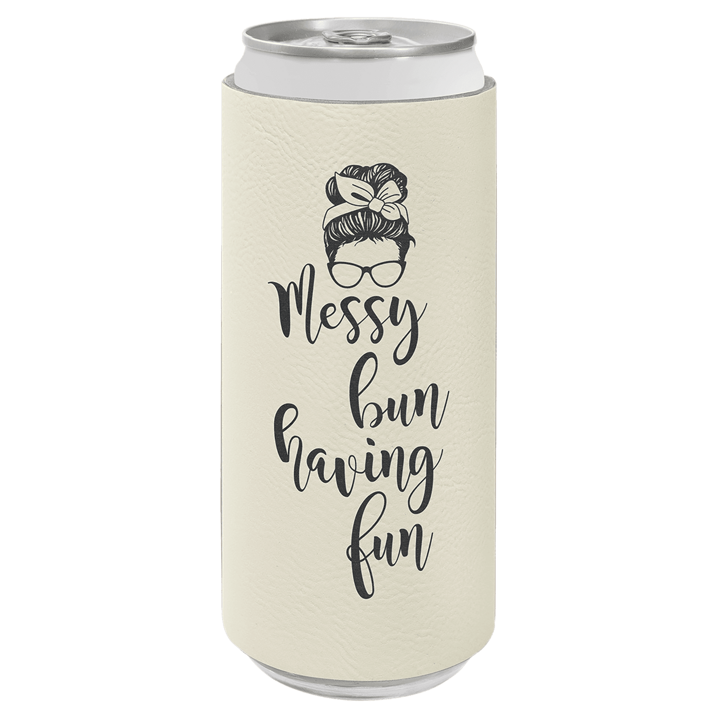 White 3 Laserable Leatherette Slim Beverage Holder