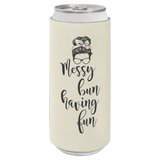 White Laserable Leatherette Slim Beverage Holder