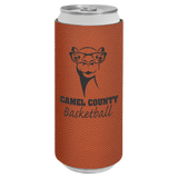 Basketball Laserable Leatherette Slim Beverage Holder