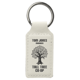 White 2 3/4" x 1 1/4" Laserable Leatherette Rectangle Keychain