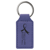Purple 2 3/4" x 1 1/4" Laserable Leatherette Rectangle Keychain