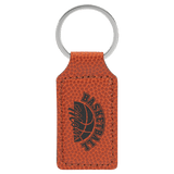 Basketball 2 3/4" x 1 1/4" Laserable Leatherette Rectangle Keychain