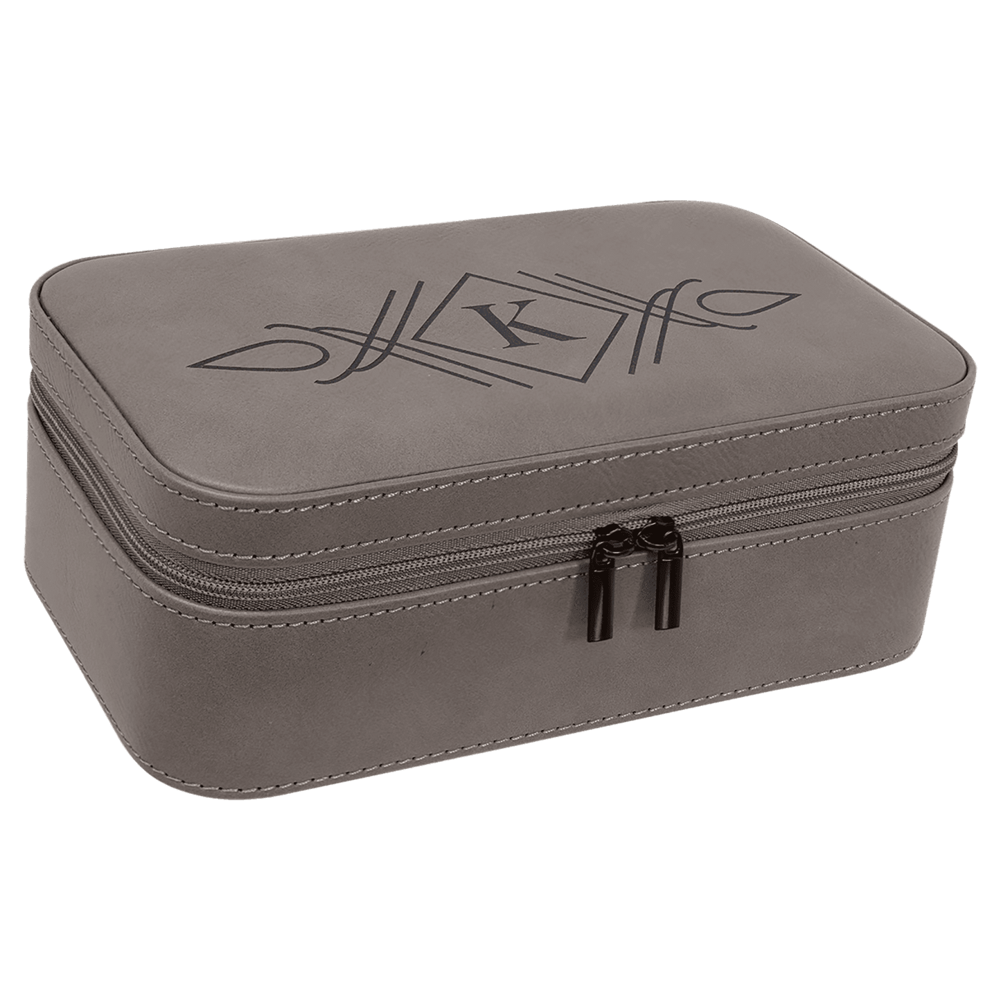 Gray 7 1/2" X 4 1/2" Laserable Leatherette Jewelry Box