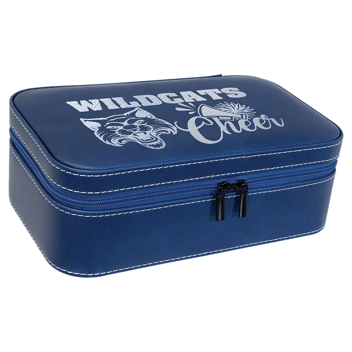 Blue/Silver 7 1/2" X 4 1/2" Laserable Leatherette Jewelry Box