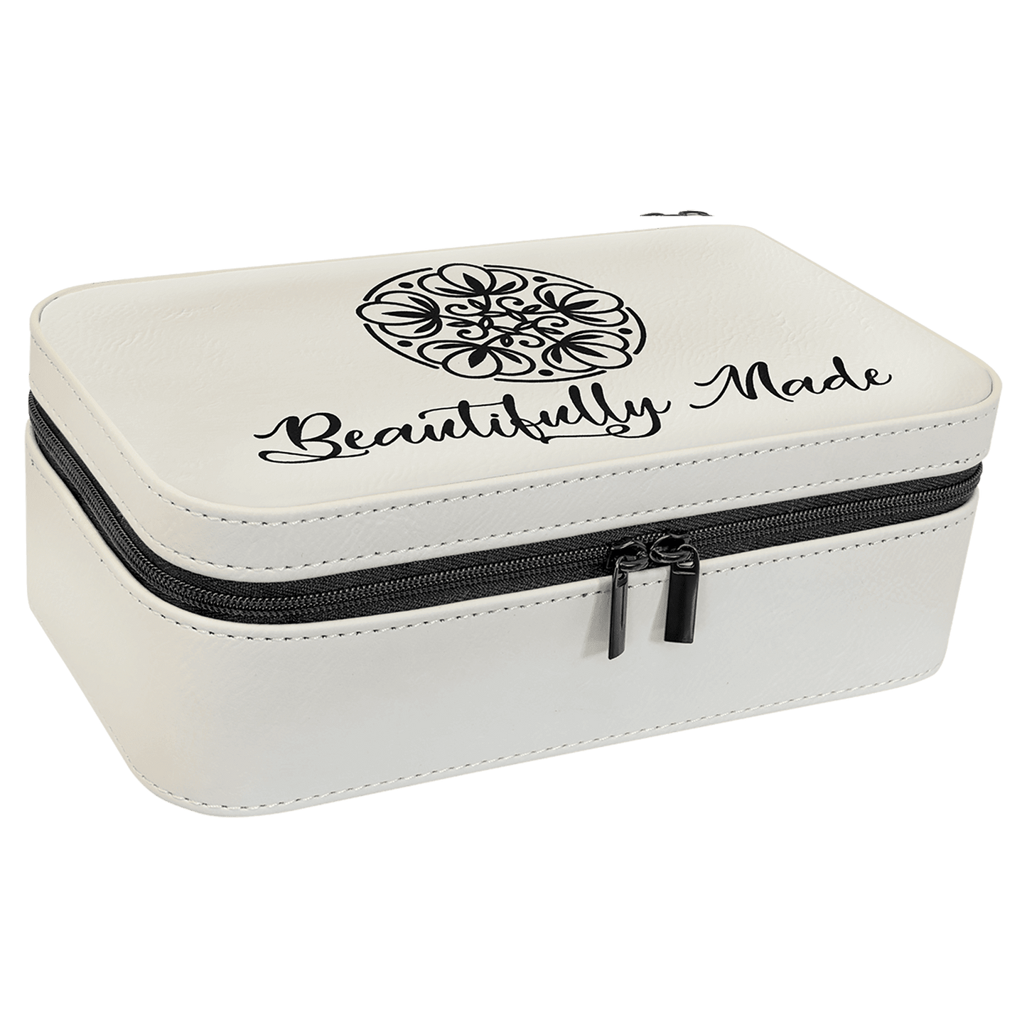 White 7 1/2" X 4 1/2" Laserable Leatherette Jewelry Box