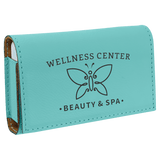 Teal 4 3/4" x 3 1/8" Laserable Leatherette Pill Box