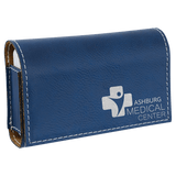 Blue/Silver 4 3/4" x 3 1/8" Laserable Leatherette Pill Box