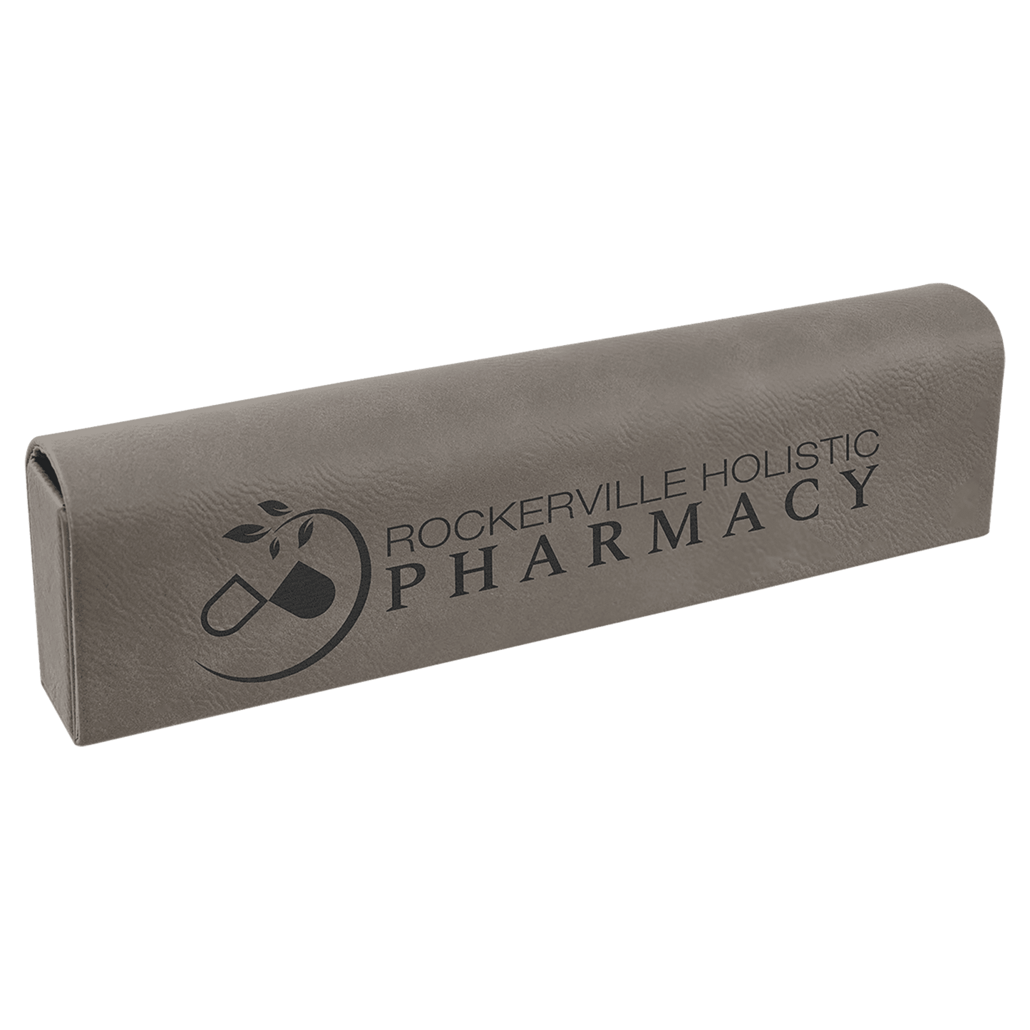 Gray 9 3/4" x 2 1/2" Laserable Leatherette Pill Box