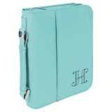 Teal 6 3/4" x 9 1/4" Leatherette Book/Bible Cover with Handle & Zipper