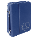 Blue/Silver 6 3/4" x 9 1/4" Leatherette Book/Bible Cover with Handle & Zipper