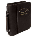 Black/Gold 7 1/2" x 10 3/4" Leatherette Book/Bible Cover with Handle & Zipper