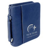 Blue/Silver 7 1/2" x 10 3/4" Leatherette Book/Bible Cover with Handle & Zipper