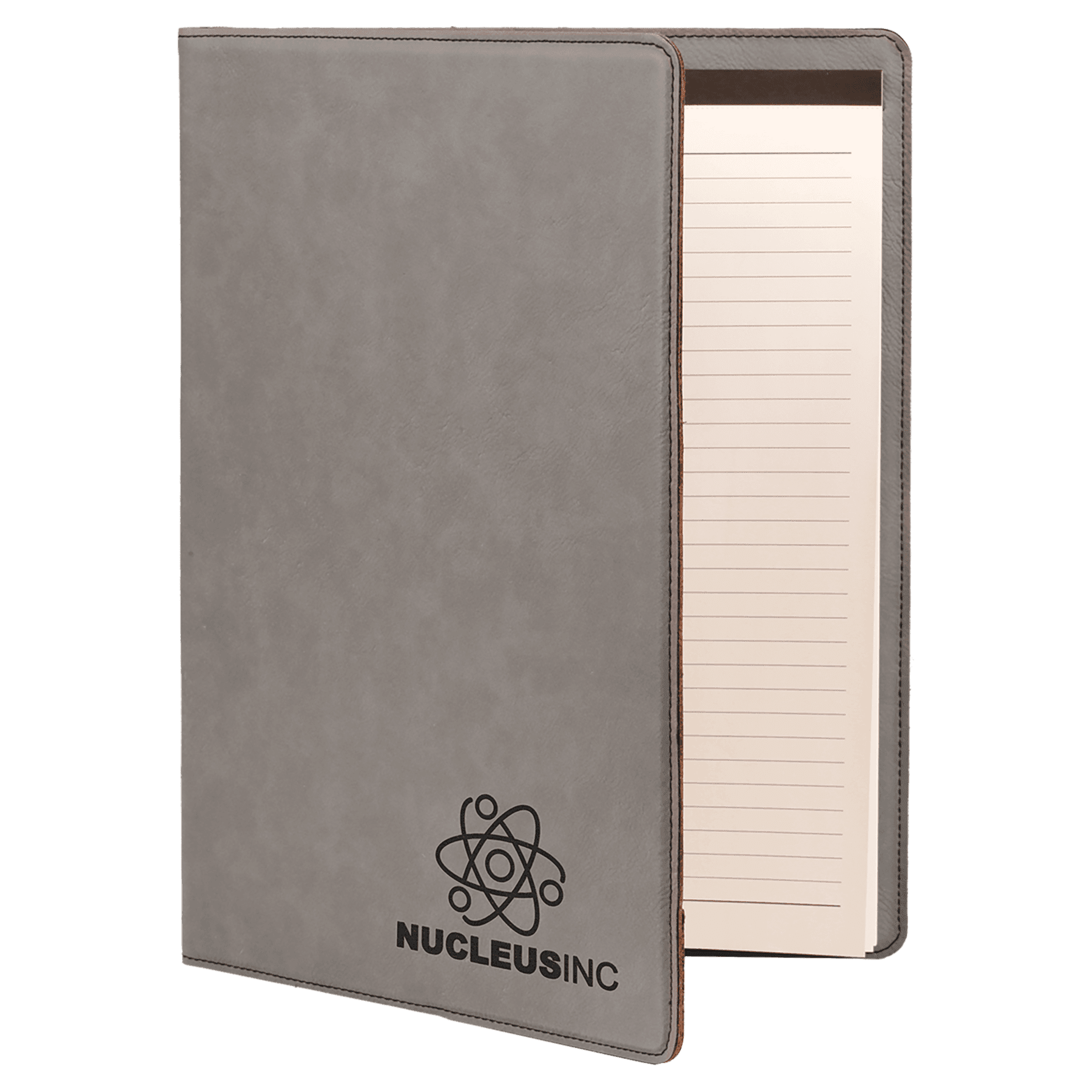Gray 9 1/2" x 12" Dark Brown Laserable Leatherette Portfolio with Notepad