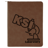 Dark Brown 9 1/2" x 12" with Zipper Laserable Leatherette Portfolio with Notepad