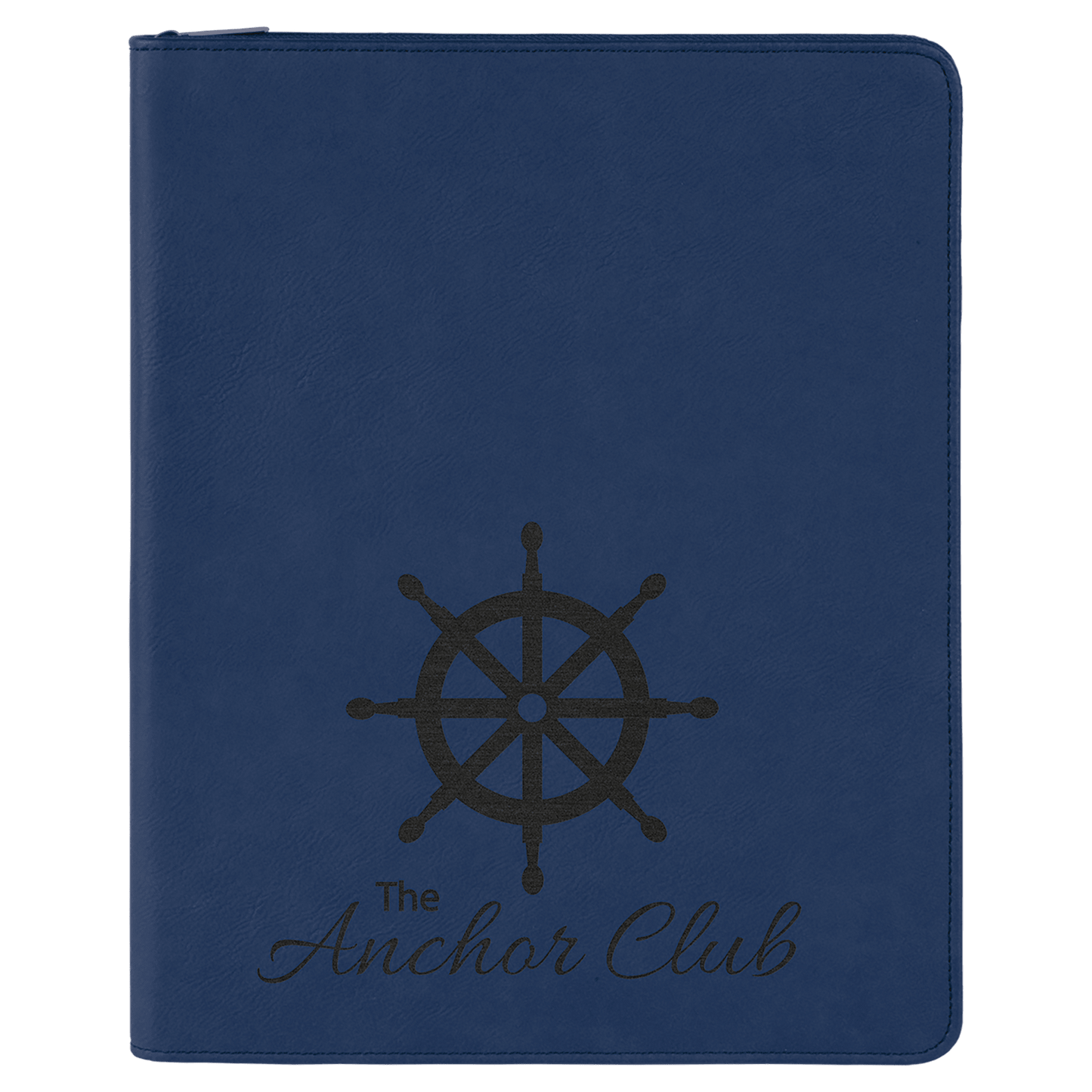 Blue/Black 9 1/2" x 12" with Zipper Laserable Leatherette Portfolio with Notepad