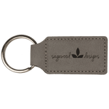 Gray 2 3/4" x 1 1/4" Laserable Leatherette Rectangle Keychain