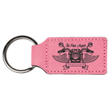 Pink 2 3/4" x 1 1/4" Laserable Leatherette Rectangle Keychain
