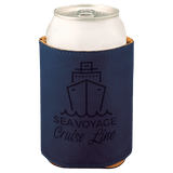 Blue/Black 3 3/4" Laserable Leatherette Beverage Holder