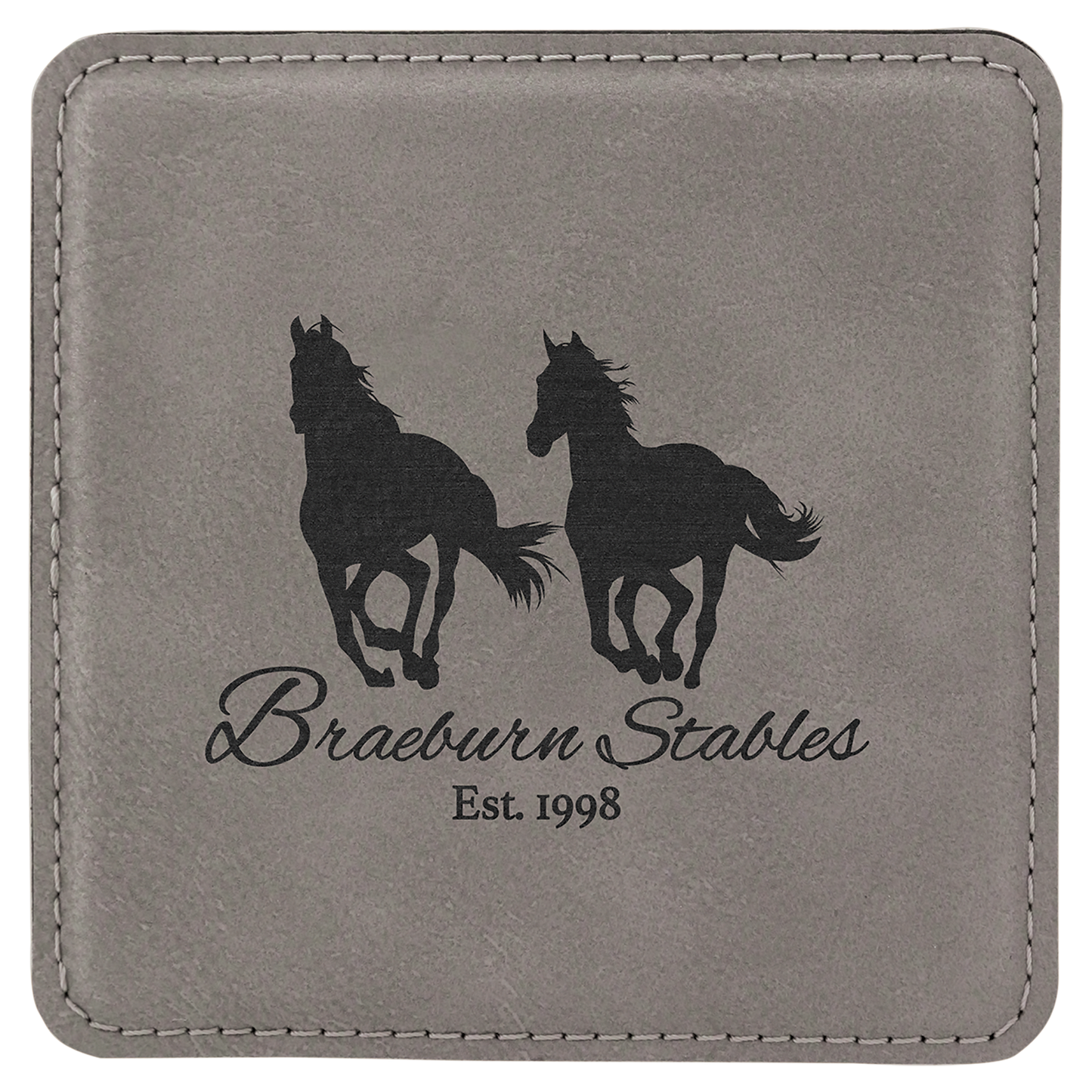 Gray 4" x 4" Square Laserable Leatherette Coaster