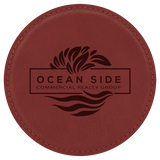 Rose 4" Round Laserable Leatherette Coaster