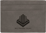 Gray 4" x 2 3/4" Laserable Leatherette Wallet Clip