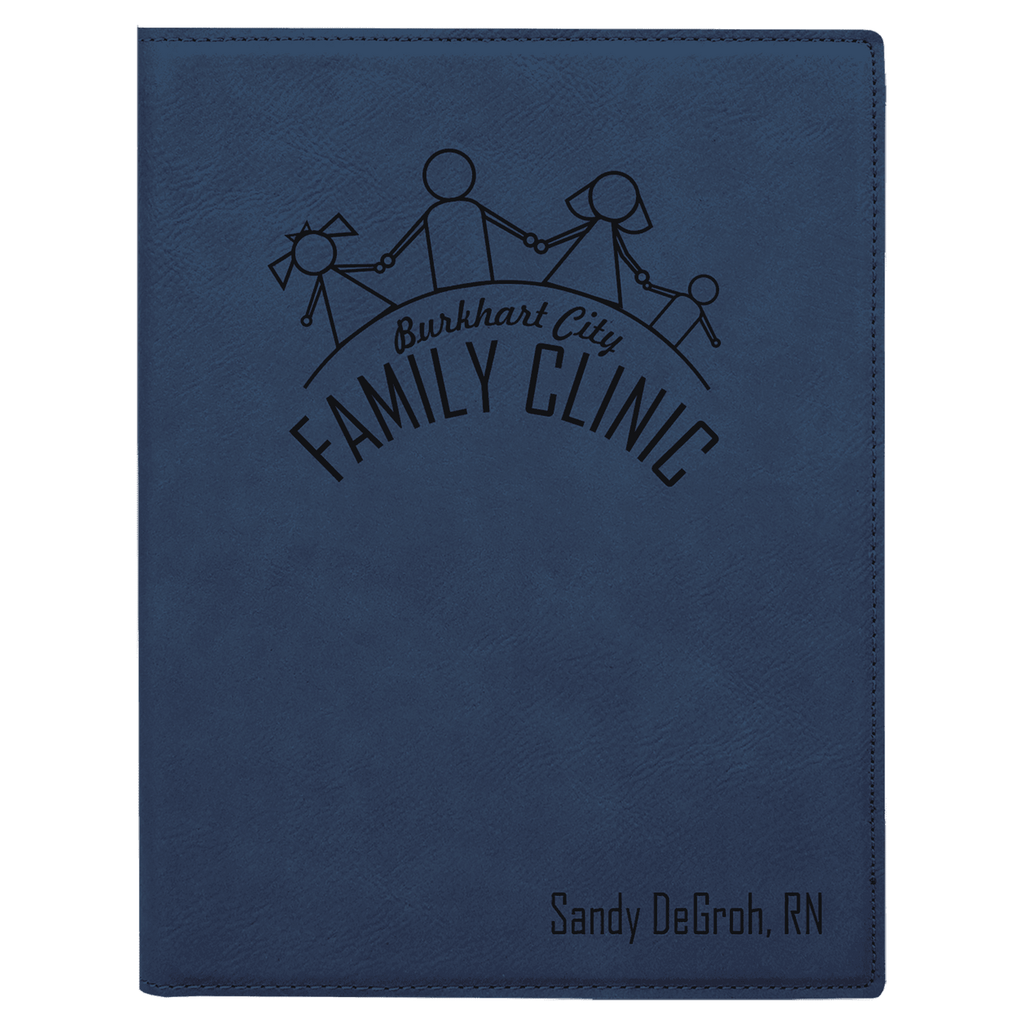 Blue/Black 7" x 9" Laserable Leatherette Small Portfolio with Notepad