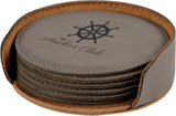 Gray 4" Round Laserable Leatherette 6-Coaster Set