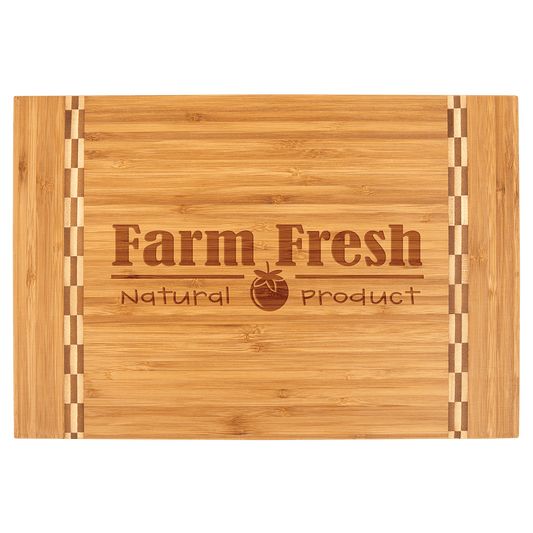 15" x 10 1/4" Bamboo Cutting Board with Butcher Block Inlay