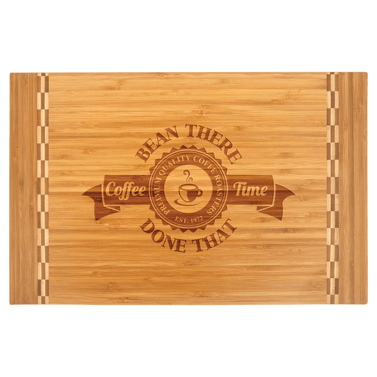 18 1/4" x 12" Bamboo Cutting Board with Butcher Block Inlay