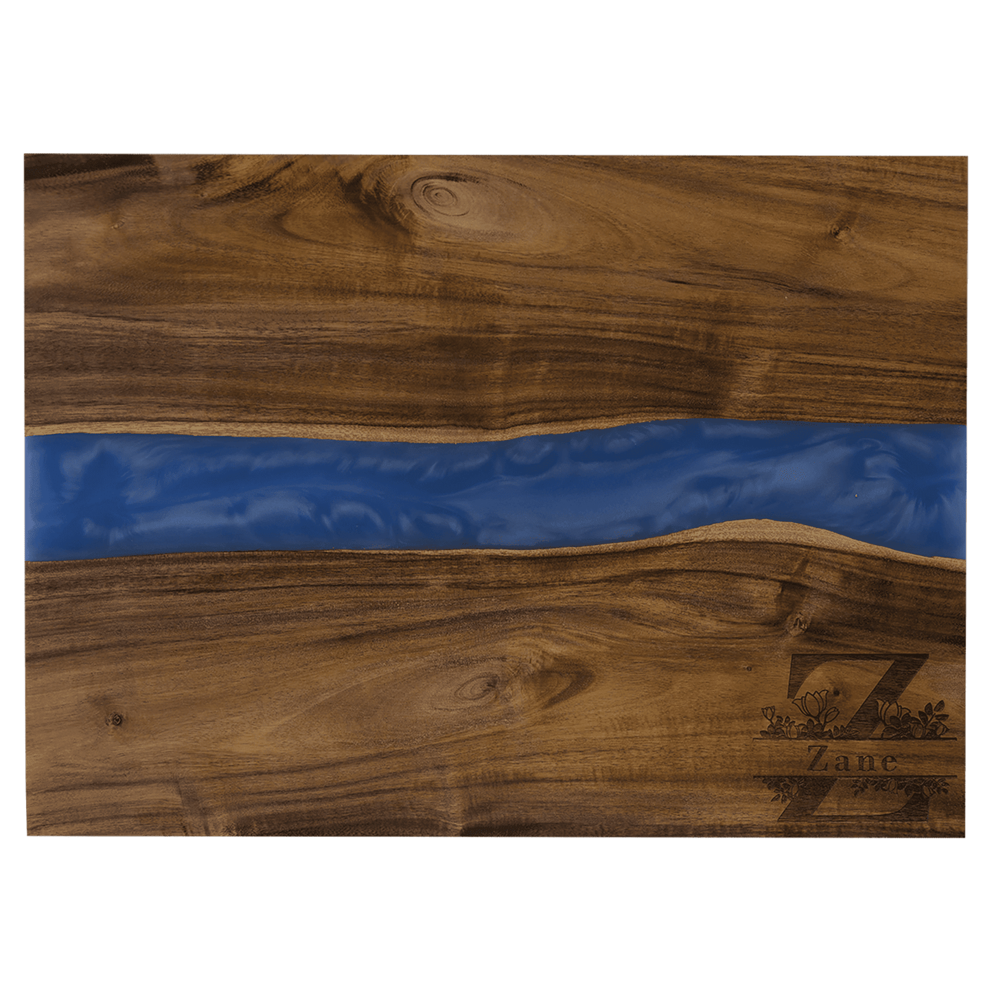 15 3/4" x 11 3/4" Acacia with Blue Pearl Resin Serving Board